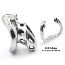 Stainless steel chastity cage with movable ring design