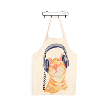 Cartoon anime cute cat cotton and linen kitchen bathroom anti-fouling and oil-proof parent-child apron gown