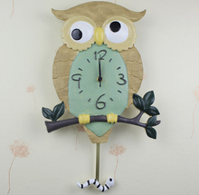 Silence Cartoon Wall Clock Cute Owl Clock Wall Decoration Ticking Silent Clock
