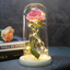 Enchanted Forever Rose Flower in Glass LED Light Christmas Decoration