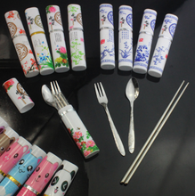 China Wind cutlery, children's stainless steel cutlery set, portable tableware, three sets of forks, spoons, chopsticks