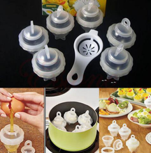 Hot 1 Set/7 Piece Hard Boil Egg Cooker 6 Eggies Without Shells With Bonus Egg White Yolk Separator Eggs Steamer  Cooking Tools