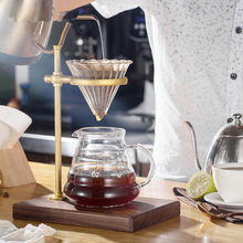 Hand flush pot drip filter holder solid wood base