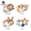 Let's Make 1PC Wooden Teether Hedgehog Crochet Beads Wood Crafts Ring Engraved Bead Baby Teether Wooden Toys For Baby Rattle