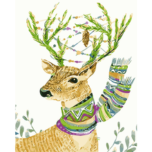 Europe Early Spring Green Leaves Scarf Deer DIY Painting By Numbers Oil Painting Wall Picture Home Decor Artwork Cuadros