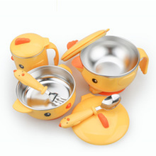 Korea Goryeo Baby Children''s Tableware Baby Infant Water Insulation Bowl Spoon Baby Sucker Bowl Spoon Supplementary Bowl