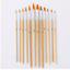 12 nylon hair watercolor brushes 6 pointed 6 flat gouache brushes