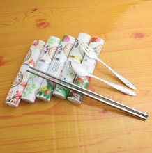 China Wind cutlery, children's stainless steel cutlery set, portable tableware, three sets of forks, spoons, chopsticks