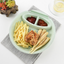 Round Double Layer Dumplings Drain Tray with Dipping Saucer Snack Plate