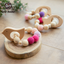 Let's Make 1PC Wooden Teether Hedgehog Crochet Beads Wood Crafts Ring Engraved Bead Baby Teether Wooden Toys For Baby Rattle
