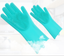 Silicone Cleaning Brush Scrubber Gloves Heat Resistant, Great for Dish wash, Cleaning, Pet Hair Care (Mint)