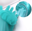 Silicone Cleaning Brush Scrubber Gloves Heat Resistant, Great for Dish wash, Cleaning, Pet Hair Care (Mint)