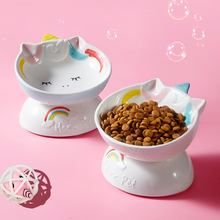 Cat bowl ceramic protects cervical spine high feet