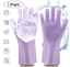 Silicone Cleaning Brush Scrubber Gloves Heat Resistant, Great for Dish wash, Cleaning, Pet Hair Care (Mint)