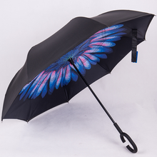 New Windproof C-Handle Double Layer Inverted Umbrella Cars Reversible Umbrella