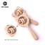 Wooden Rattle Beech Bear Hand Teething Wooden Ring Baby Rattles Play Gym Montessori Stroller Toy Educational Toys Let's Make