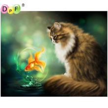 Cat Fish Full Square Diamond Embroidery 5D Diy Diamond Painting Cross Stitch Diamond Mosaic Decor