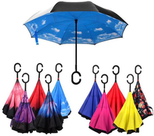 New Windproof C-Handle Double Layer Inverted Umbrella Cars Reversible Umbrella