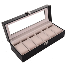 Transparent glass black PU leather gift box
