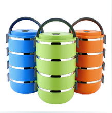 Fashion multi-layer student lunch box insulated lunch box Plastic stainless steel double-layer anti-scalding lunch box