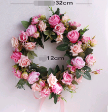 High simulation rose wreath enamel wall decoration door decoration home living room floral decoration Christmas wreath