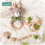 Bopoobo 1pc Baby Teether Safe Wooden Toys Mobile Pram Crib Ring DIY Crochet Rattle Soother Bracelet Teether Set Baby Product