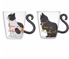 Creative Cute Kitty Cat Glass Mug Cup of Tea Cup of Coffee Milk Cup Cartoon Kitty / Black Cat Small Home Office Cup of Fruit Juice