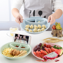 Round Double Layer Dumplings Drain Tray with Dipping Saucer Snack Plate