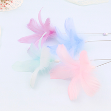 Candy color small feathers funny cat pole