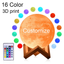 Rambery Moon Lamp 3D Print Night Light Rechargeable 3 Color Tap Control Lamp Lights