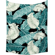 Tropical Leaves Black Tapestry