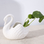 Wedding gift white swan ceramic ornaments flower pot