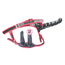 Black Purple Hard Double Headed Lesbian Wearing Solid Double Penis