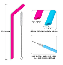 AWESOME REUSABLE RAINBOW SILICONE STRAWS (PACK OF 6 + CLEANING BRUSH)