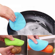 Silicone Dishwashing Sponge Scrubber Cleaning Brush Cleaning Cloth Dishwashing Pan Kitchen Washing Dishes
