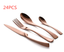 4PCS/Set Black Stainless Steel Cutlery Korean Dinnerware Set Gifts Mirror Polishing Silverware Sets Scoop Knife and Fork Sets