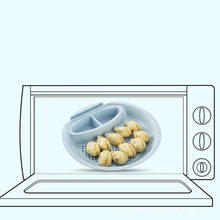 Round Double Layer Dumplings Drain Tray with Dipping Saucer Snack Plate