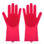 Silicone Cleaning Brush Scrubber Gloves Heat Resistant, Great for Dish wash, Cleaning, Pet Hair Care (Mint)