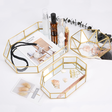 Golden vintage polygon mirror tray