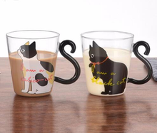 Creative Cute Kitty Cat Glass Mug Cup of Tea Cup of Coffee Milk Cup Cartoon Kitty / Black Cat Small Home Office Cup of Fruit Juice