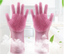 Silicone Cleaning Brush Scrubber Gloves Heat Resistant, Great for Dish wash, Cleaning, Pet Hair Care (Mint)