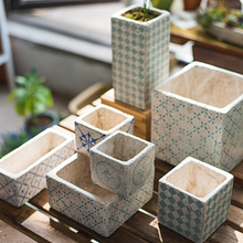 Antique cement printing flowerpot