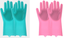 Silicone Cleaning Brush Scrubber Gloves Heat Resistant, Great for Dish wash, Cleaning, Pet Hair Care (Mint)
