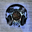 Earphone style vinyl record wall clock