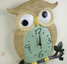 Silence Cartoon Wall Clock Cute Owl Clock Wall Decoration Ticking Silent Clock